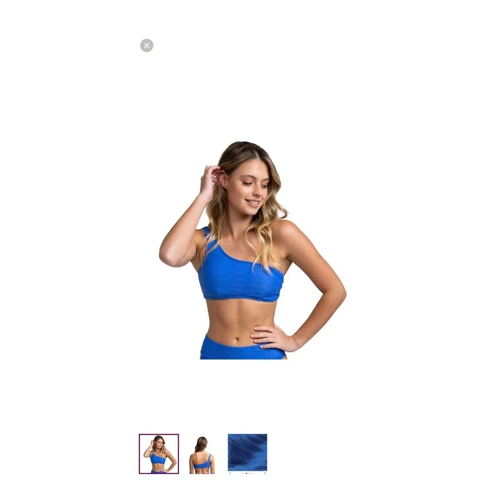 Rhythm Maldives Asymmetrical Bikini Top Cobalt Blue One Shoulder XS NEW